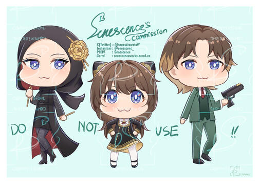Family Potrait as SPYXFAMILY Main Trio || Chibi (x3) - simple background